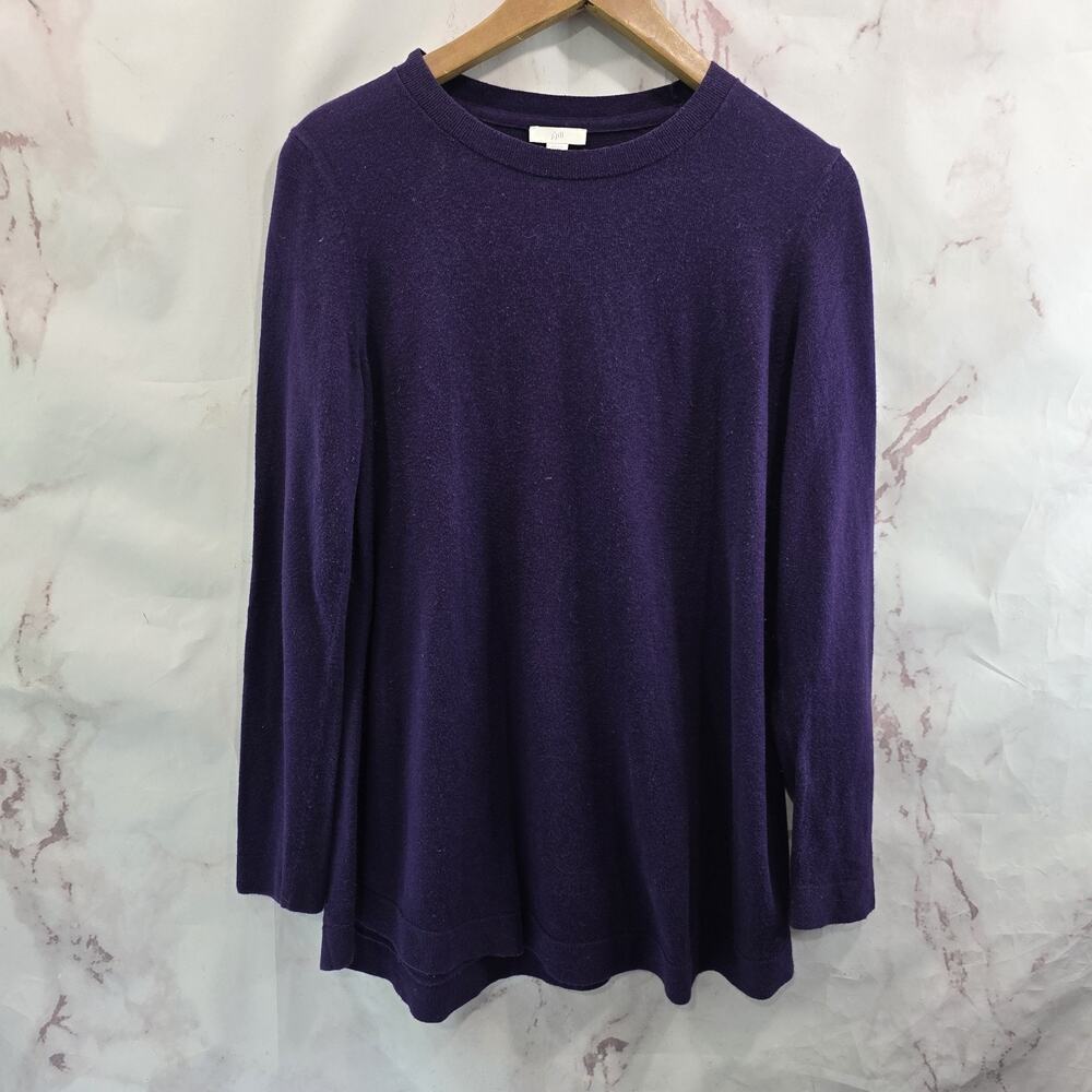 J Jill Sweater Womens XS Dark Purple Cotton Lightweight Jewel Crew Layered